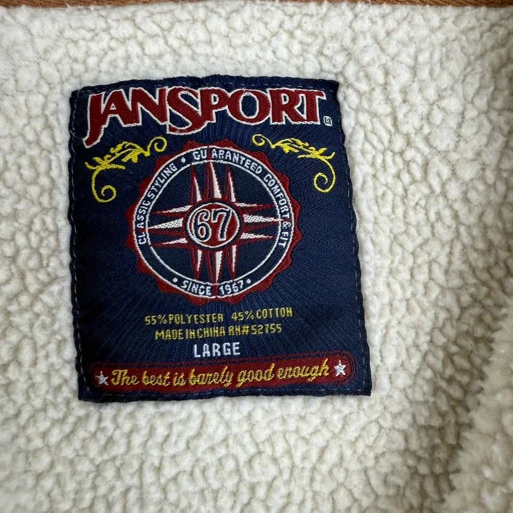 JanSport Hoodie‎ Mens L Brown Normandale College Full Zip Sherpa Lined Jacket